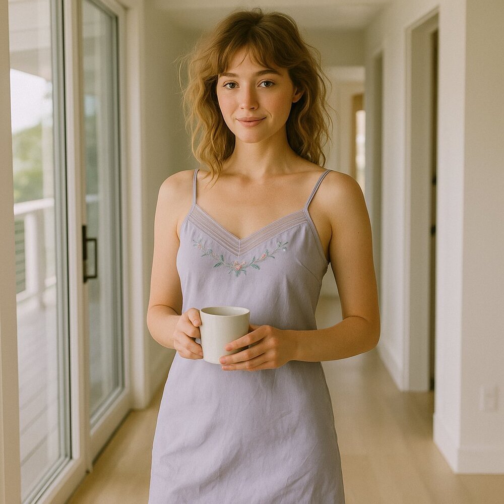 Barbizon Vintage Embroidered Silky Satin Slip Nightie Large L